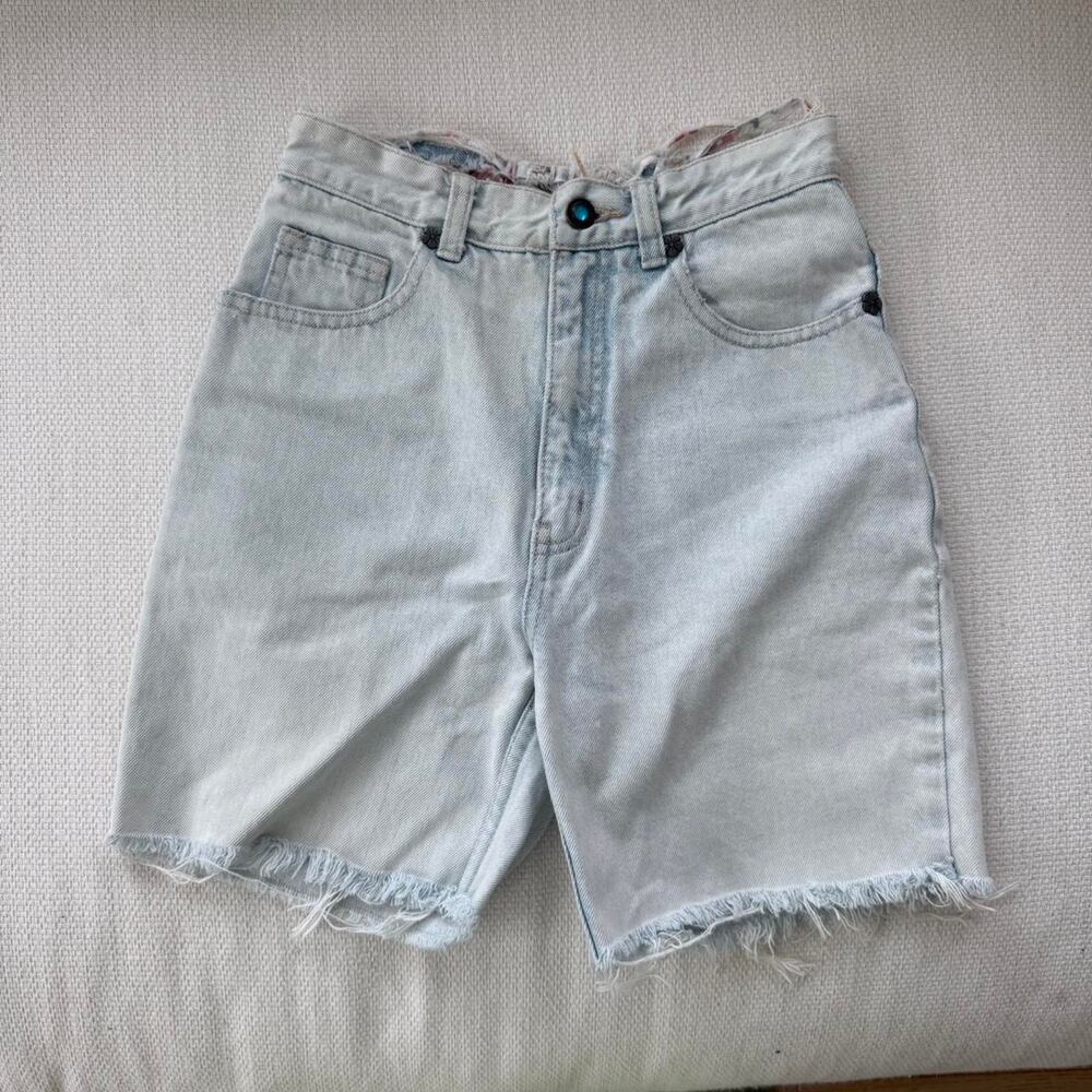 Light blue denim shorts with